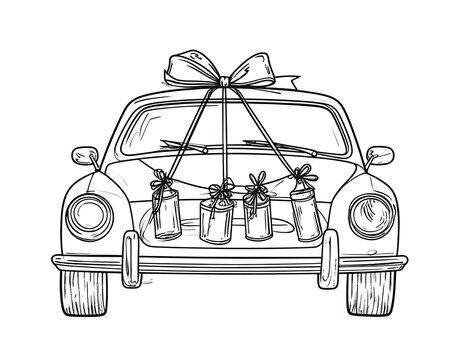Wedding auto with cans