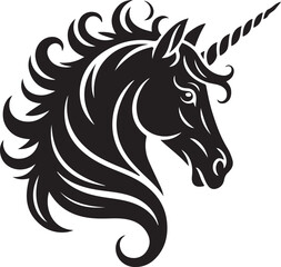 Fototapeta premium Fantasy Unicorn Mascot Vector,Magical Horse Head Silhouette
