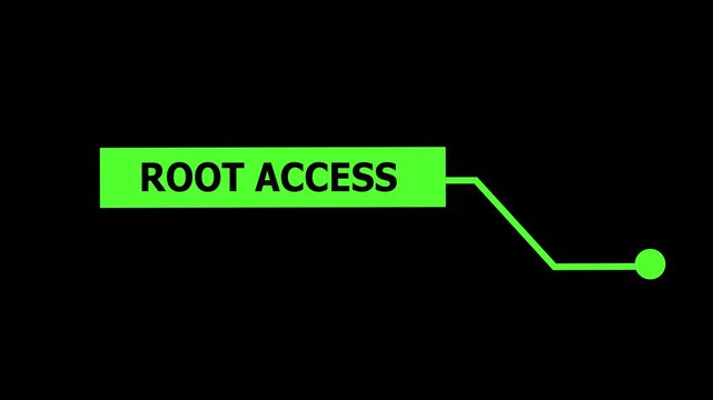 Digital root access hud interface with neon green cyberpunk aesthetic for advanced cybersecurity software, network security monitoring, and high-tech system data