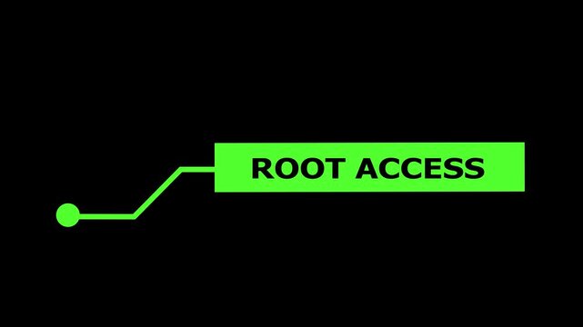 Root access digital hud lower third with animated green callout box and minimalist cyber security interface for tech and software development projects