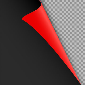Black-red curled corner of the page. Banner design. Vector Illustration.