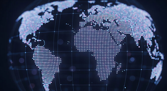 Digital globe world map data visualization with artificial intelligence technology internet connection abstract futuristic information communication hologram cyberspace visualization