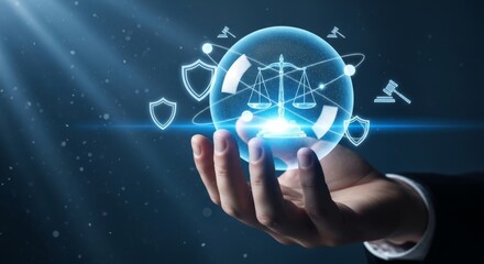 Obraz premium hand holding glowing digital brain with ai technology icons and network connections