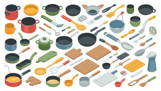 Colorful collection of flat design food and grocery items icons set Vector