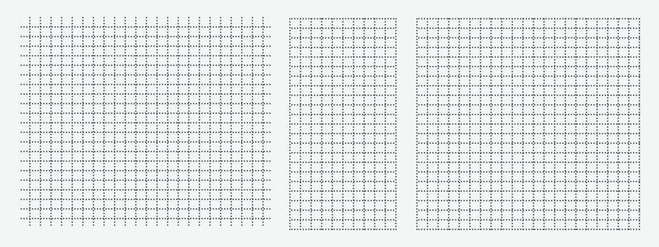 Minimal black dashed grid lines pattern on white background for graph paper, abstract geometric square line templates.