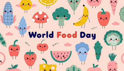 Naklejka premium Cute Cartoon World Food Day Vegetable Illustration