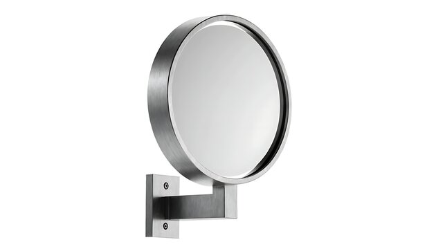 Round wall mounted mirror with silver frame