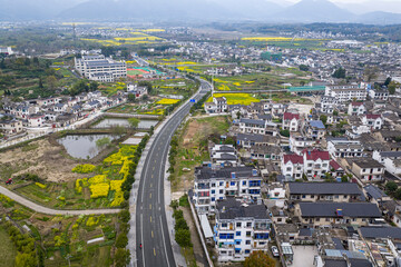 Fototapeta premium Aerial View of Biyang Town, Yixian County, Anhui Province, China