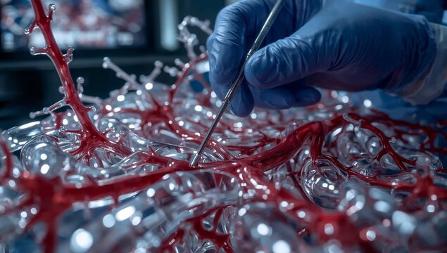 Photorealistic Close-Up of Interventional Cardiology Procedure with Catheter