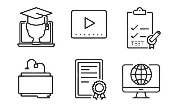 Online Training web icons in line style. Education, seminar, online test, webinar, course, distance learning collection..