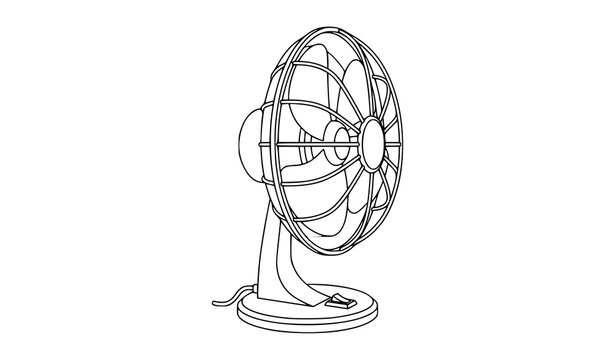 Minimal Outline Desk Fan Vector Template for Coloring and Creative Modification