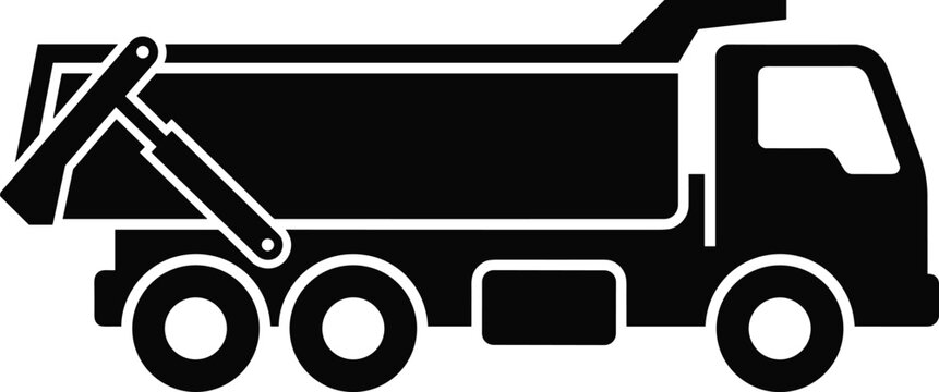 Heavy duty dump truck icon vector illustration of construction tipper truck for industrial transport