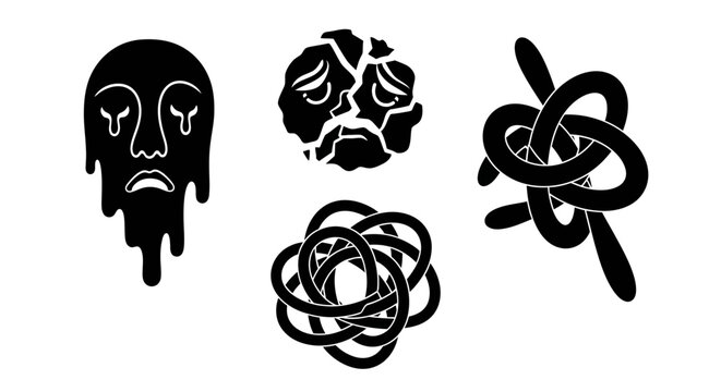 Abstract Symbols: Melting Face, Broken Circle, Intertwined Knots