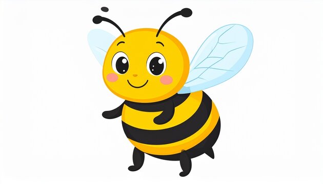 Adorable Cartoon Bee Character with Big Eyes and Wings.