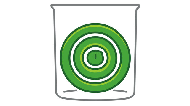 Luminous emerald citrus wheel accompaniment within a beverage container icon, modifiable vector path for refreshing summer drink cards, organic juice bar branding, and culinary application art.
