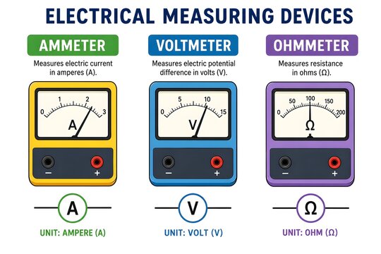 Minimal Flat Vector Science Poster Showing Electrical Measuring