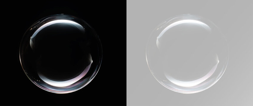 clear glass bubble sphere with luminous reflections creating futuristic minimal aesthetic of floating purity and calm
