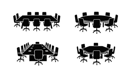 Obraz premium Modern Conference Room Table and Chairs Set - Business Meeting Icon