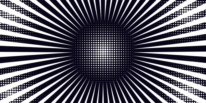 Cartoon halftone line. Comic lines. Concentrated frames. Superhero hero. Anime focus isolated on white background. Radial pattern. Accent attention. Action hd. Superhero texture. Vector illustration