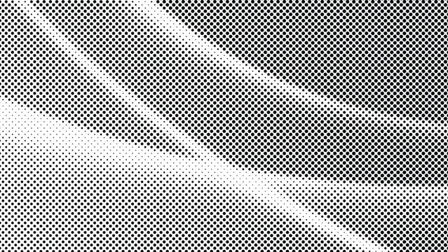 Abstract monochrome halftone pattern with graduating dot density and flowing shapes
