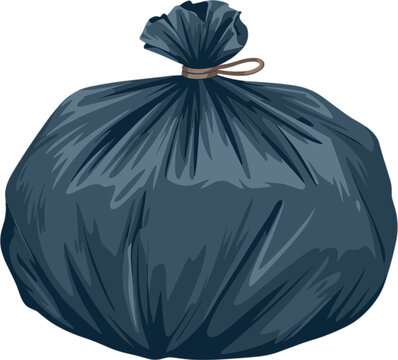 Black Plastic Trash Bag Vector Illustration Tied with String for Waste Management Graphics Cleaning Service Branding and Environmental Awareness Posters