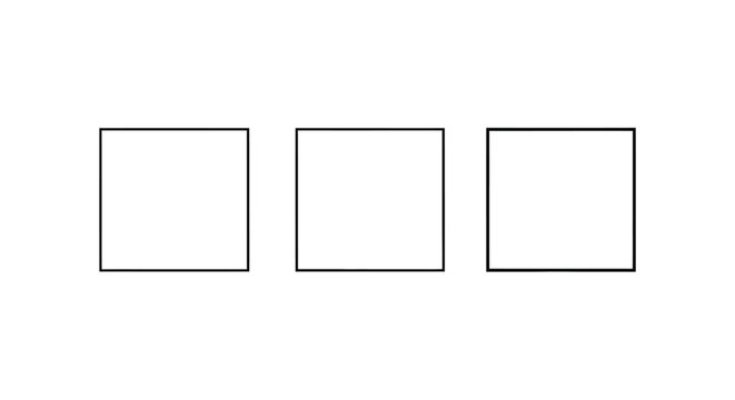 Three Empty White Rectangles Arranged Horizontally on White Background