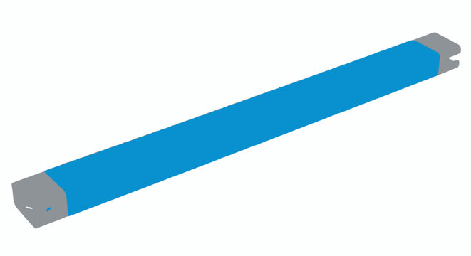 Blue and Gray Metal Bar with Cutout Detail