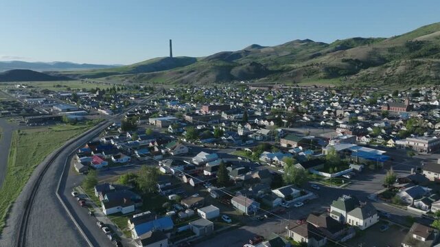 Historic Town of Anaconda Wyoming Drone Aerial View
