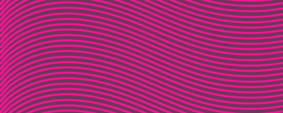 Abstract background banner with magenta curved lines wavy stripe pattern on dark grey background vector illustration