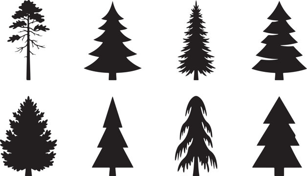 Black Conifer Forest Tree Icons Pack
