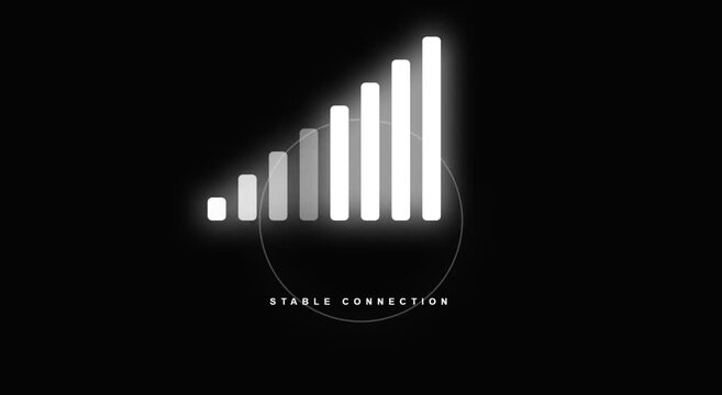 A bar graph illustration shows a stable connection trend in a digital industry environment from a side viewpoint.