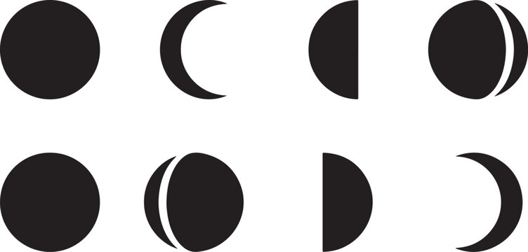 Minimalist Moon Phases Vector Icon Set