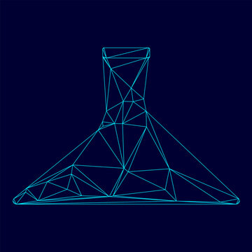 Flask low poly triangulation triangulated polygonal electric cyan blue vibrant aqua neon color vector illustration image outline contour line