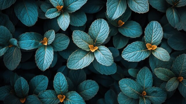 Close-up teal mint leaves