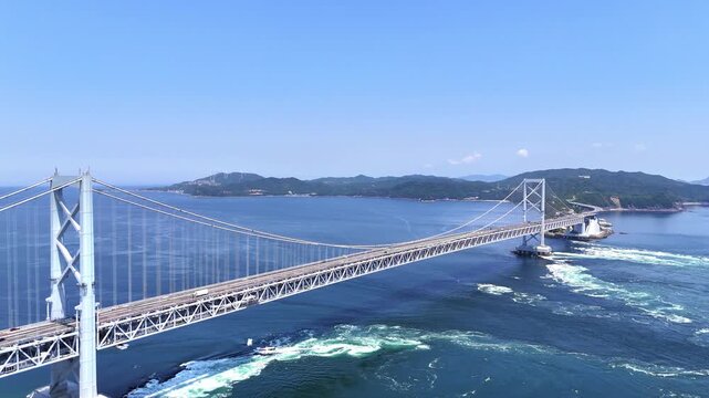 Onaruto Bridge Panorama | Naruto Whirlpools - 4K Aerial Video
