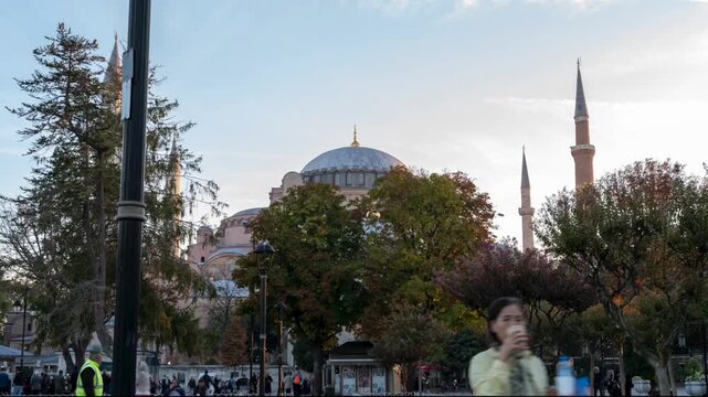 Hagia Sophia Sunrise Timelapse with Cinematic Approach in Istanbul