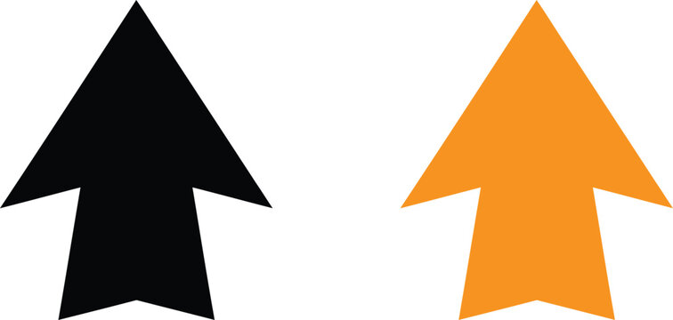Black and orange arrow icons pointing up as simple vector design elements Vector
