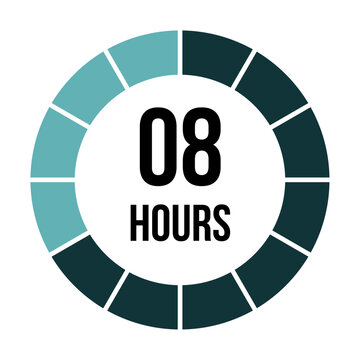 8 Hours Time Management Icon with Circular Progress Indicator