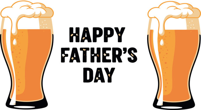 glass of beer on dark background happy father's day. vector illustration design
