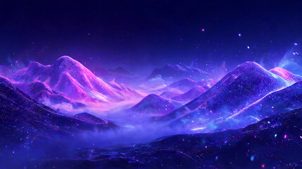 Fototapeta premium Abstract digital particle landscape of neon hills for futuristic technology background
