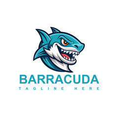 Obraz premium fierce barracuda mascot cartoon logo esports vector branding design