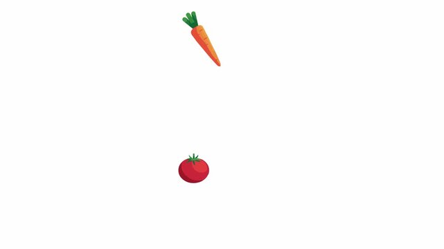 Animated Vegetables Gathering Concept Vector Illustration