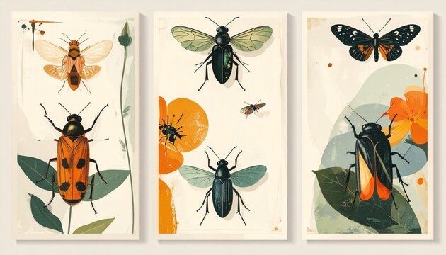 Botanical Insect Illustrations - A Vintage-Inspired Art Collection.