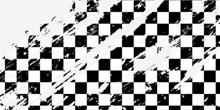 Black and white chess pattern. Checkerboard seamless vector illustration. Abstract checkered checkerboard for game. Grid geometric square shape. Race flag. Retro mosaic floor.