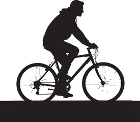 Obraz premium Silhouette of cyclist in motion against light background isolated bicycle black