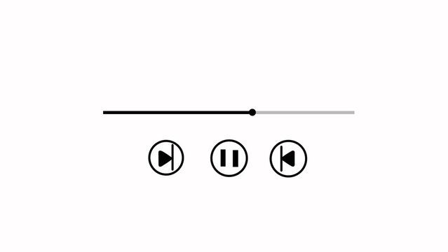 black video and audio music play button animation icon . Play button animation icon concept.Video and audio music play button animation icon on white background.