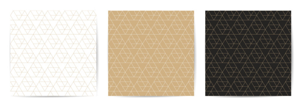 Collection of seamless ornamental luxury geometric patterns - outline gold rich design. Repeatable elegant royal backgrounds. Symmetry endless prints