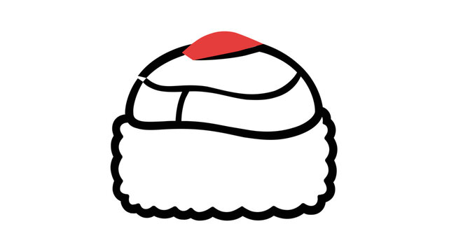 A creative colorful line vector icon on a white background representing an octopus nigiri sushi, a delicious Japanese seafood delicacy perfect for restaurant menus and culinary designs.