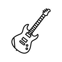 Obraz premium Electric guitar silhouette during a spotlight for music and performance concepts
