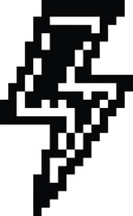 Fototapeta premium Pixel art lightning bolt icon 8-bit retro gaming power and energy symbol flat design